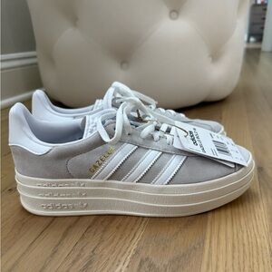 Womens adidas Gazelle Bold Athletic Shoe - Grey / White 7.5